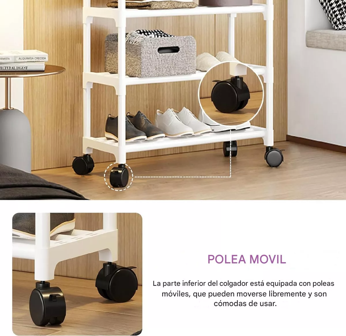 Perchero Organizador 3 en 1 Con Ruedas 2 Estante 3 pisos - Image 11